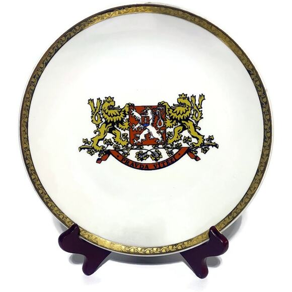 Bohemian Seal Dinner Plate Pravda Vitezi Czechoslovakia Fine Porcelain Vintage - Picture 1 of 5